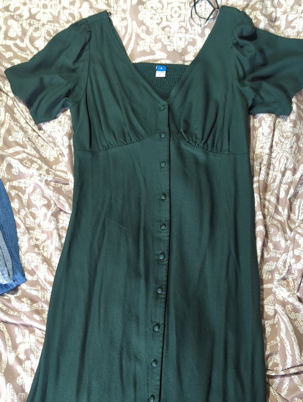 Old Navy Forest Green Button-Front Maxi Dress